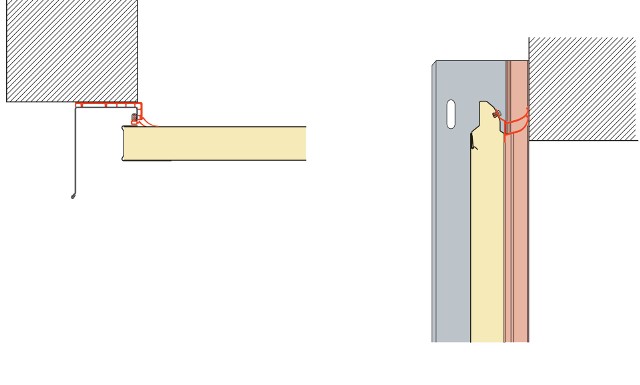 Ościeżnica bramyPodwójne uszczelki: dodatkowe "wargi" uszczelniające na bocznym węgarze (z lewej) i przy mocowaniu do nadproża (z prawej) powodują, że bramy segmentowe LPU 40 są jeszcze bardziej energooszczędne.