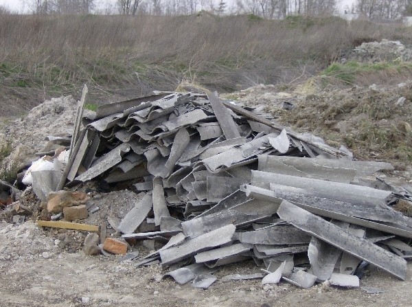 Azbest to problem wielu gmin. Nz. nielegalne wysypisko azbestu nad Rzeką Mleczką w Przeworsku, ujawnione przez straż miejską. To znalezisko zostało przetransportowane na specjalistyczne wysypisko śmieci.