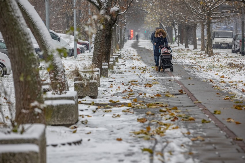 Zima w Krakowie, śnieg pada przez cały wtorek