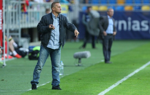 26.08.2014. gdynia nz. dariusz dzwigala trener arki arka gdynia vs widzew lodz mecz i ligi pilki noznej fot. tomasz bolt / polskapresse ..dziennik baltyck