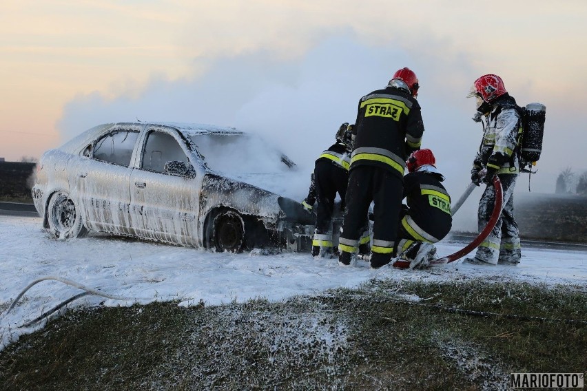 Samochód spłonął na obwodnicy Opola