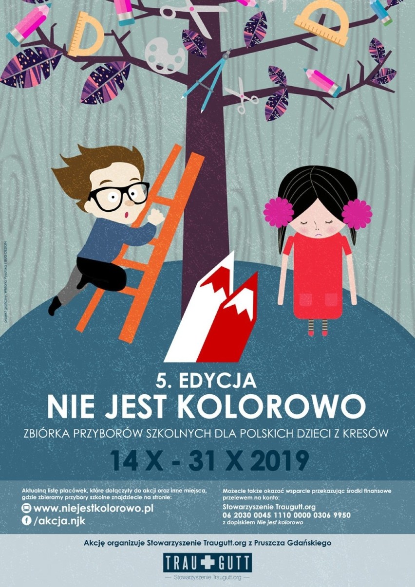 Akcja „Nie jest kolorowo”. Zbiórka przyborów szkolnych dla dzieci z polskich placówek na Kresach Wschodnich