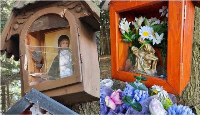 Zniszczono dwie kapliczki znajdujące się na szlaku turystycznym prowadzącym na Łyskę. Zobacz kolejne zdjęcia. Przesuwaj zdjęcia w prawo - naciśnij strzałkę lub przycisk NASTĘPNE