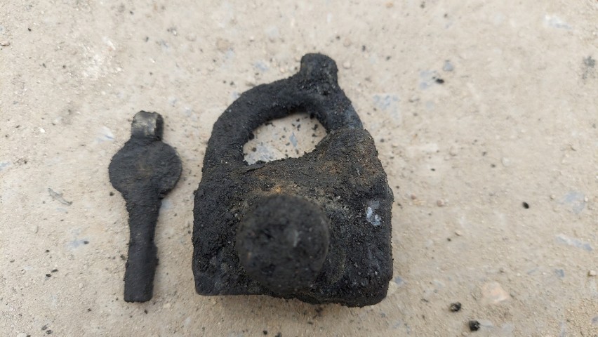 Znaleziona kłódka i klucz, prawdopodobnie z XVII wieku