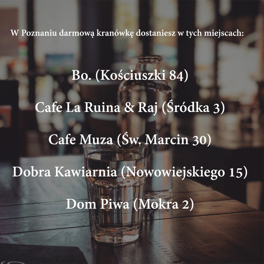 Woda do posiłku za darmo w restauracji? W Poznaniu jest 27 lokali, gdzie za kranówkę nie musisz płacić