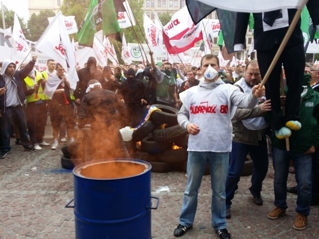 Górniczy protest w Warszawie