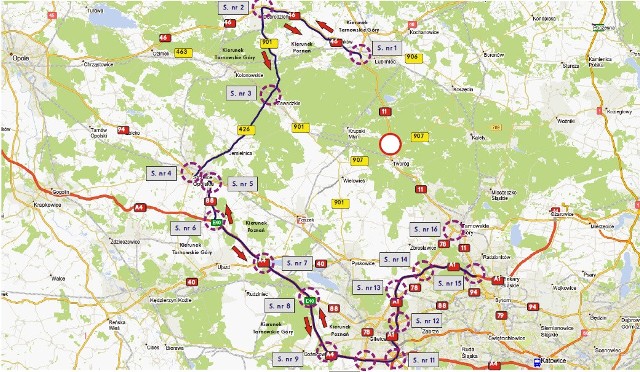 Mapa objazdów w związku z remontem DK 11.