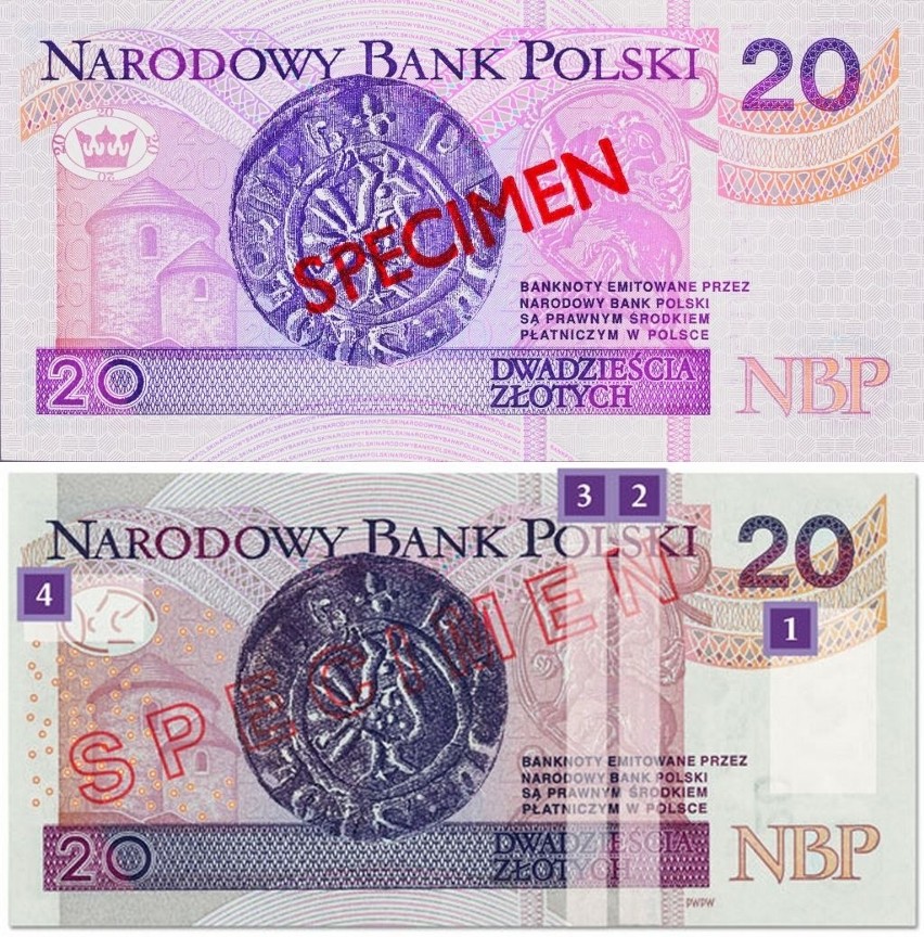 Wzory banknotów przed i po zmianach