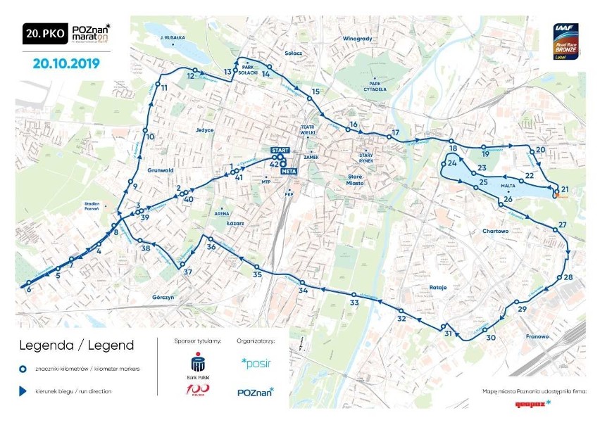 Trasa 20. PKO Poznań Maratonu została odwrócona i delikatnie...