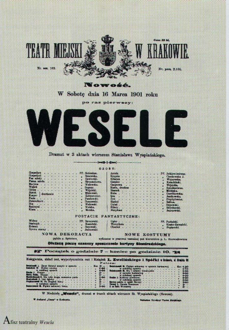 Afisz teatralny "Wesela" z 1901 r.