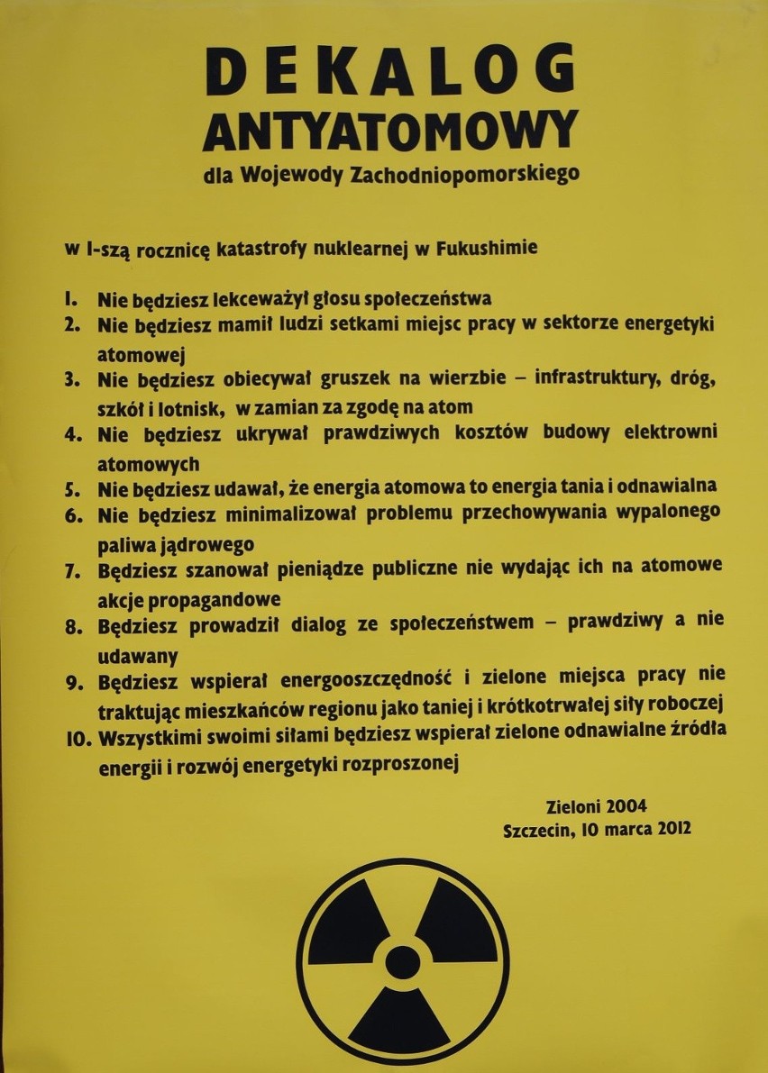 Protest w Szczecinie przeciw budowie elektrowni atomowej [zdjęcia, wideo]