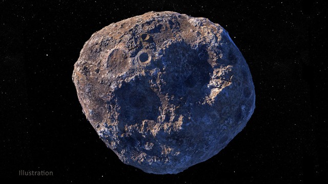 Planetoida ma 210 kilometrów średnicy i składa się głównie z żelaza, niklu, złota i platyny