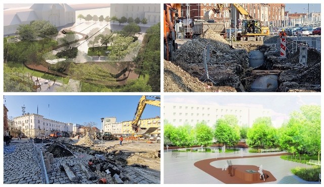 Tak wygląda teraz postęp prac przy przebudowie placu przed dworcem PKP w Opolu.