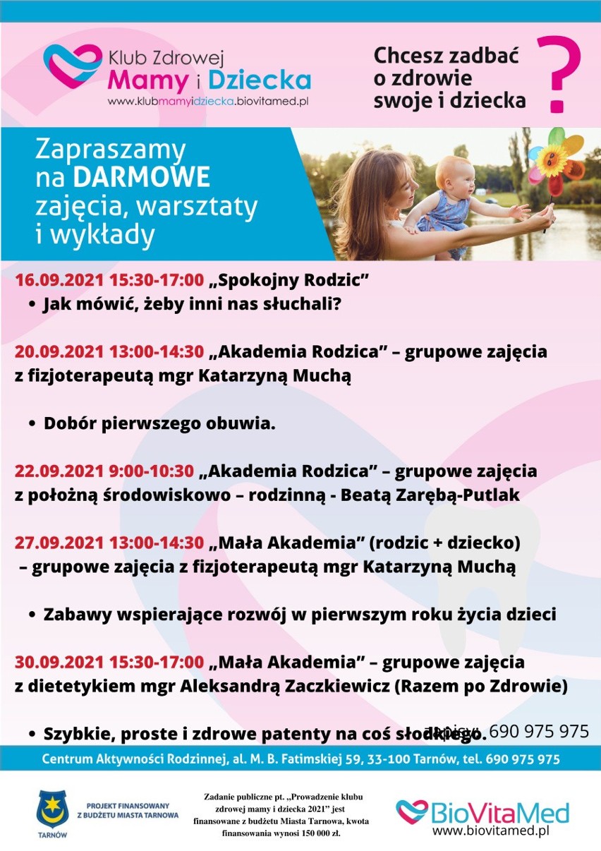 Darmowe zajęcia w Klubie Zdrowej Mamy i Dziecka w Tarnowie. Można zapisywać się na konsultacje i warsztaty!