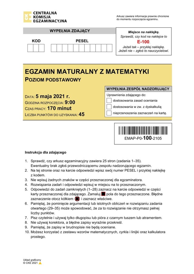 Arkusz pytań na maturze z matematyki z ubiegłego roku. Jakie zadania w nim były?