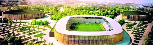 Zgodnie z projektem, nowemu stadionowi na Górce Środulskiej towarzyszyć mają lodowisko (po lewej) i hala sportowa