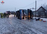 Ukraiński autokar przewrócił się na zakręcie. 20 osób trafiło do szpitala