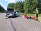 Wypadek w Nowej Łuce. Motocyklista zderzył się z audi. Kierowca osobówki był pijany, zatrzymali go świadkowie