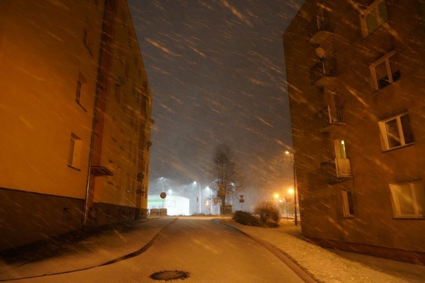 Pierwszy śnieg na Pomorzu, 29.01.2020. Na zdjęciu Debrzno