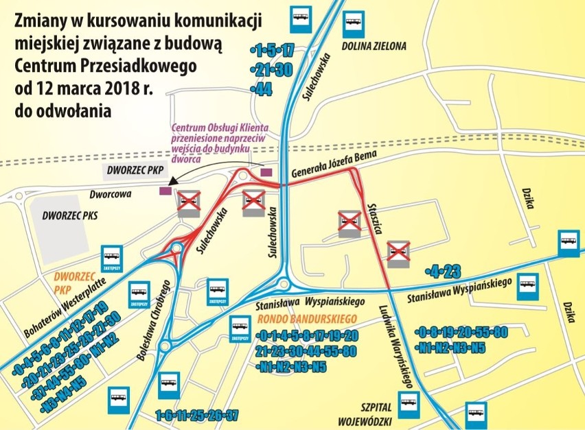 Przez spore zmiany w centrum Zielonej Góry od dziś autobusy w mieście pojadą objazdami