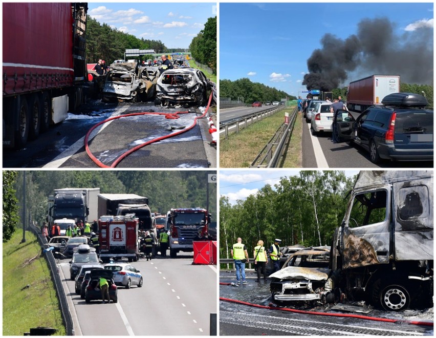 Wypadek na S3, spłonęły auta, sześć ofiar śmiertelnych.