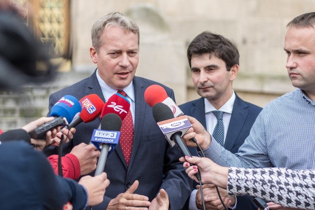 Poseł Marek Wójcik i marszałek śląski Wojciech Saługa