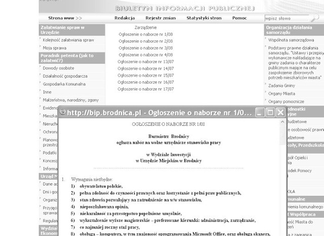 Na www.bip.brodnica.pl znajdziecie informacje o naborze