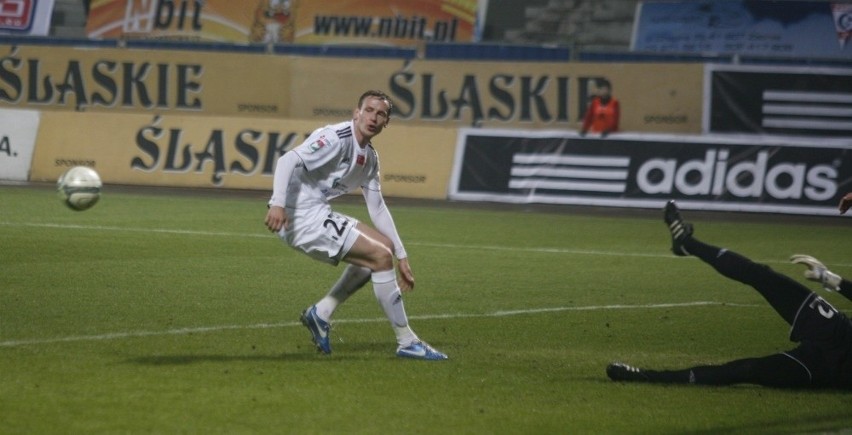 Tomasz Zahorski w meczu z Piastem
