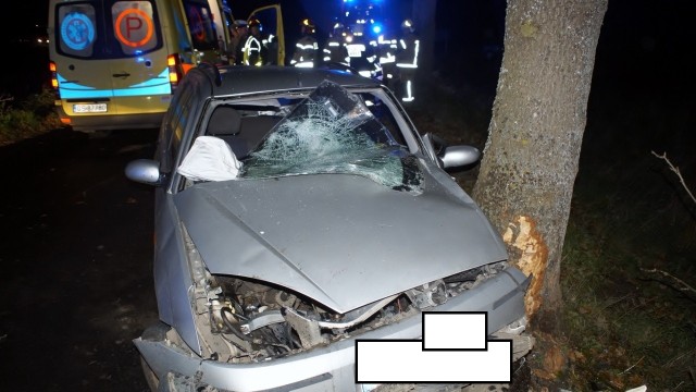 W Żelazie nietrzeźwy kierowca wjechał autem w drzewo