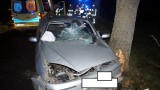 W Żelazie nietrzeźwy kierowca wjechał autem w drzewo (zdjęcia)