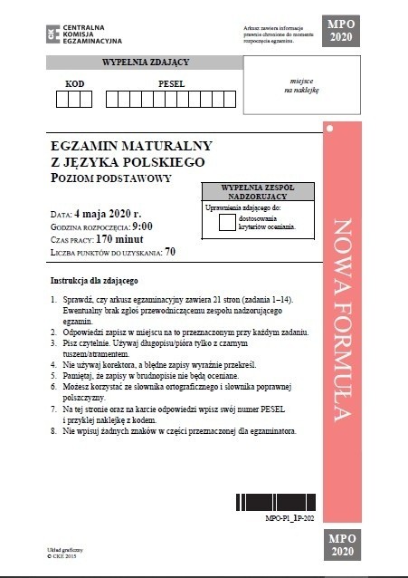 Matura 2020. Arkusze egzaminacyjne CKE z języka polskiego. Mamy arkusze CKE - zobaczcie maturę z języka polskiego 