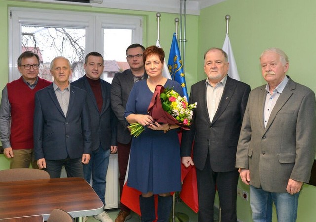 Anna Miller na pożegnalnym spotkaniu z zarządem powiatu stalowowolskiego
