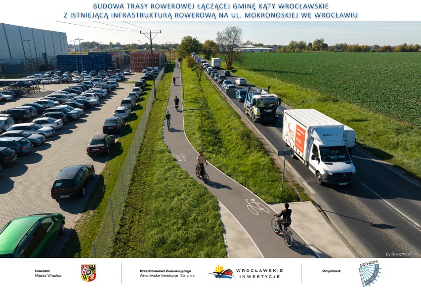 Wizualizacja nowej drogi rowerowej we Wrocławiu. Jej...