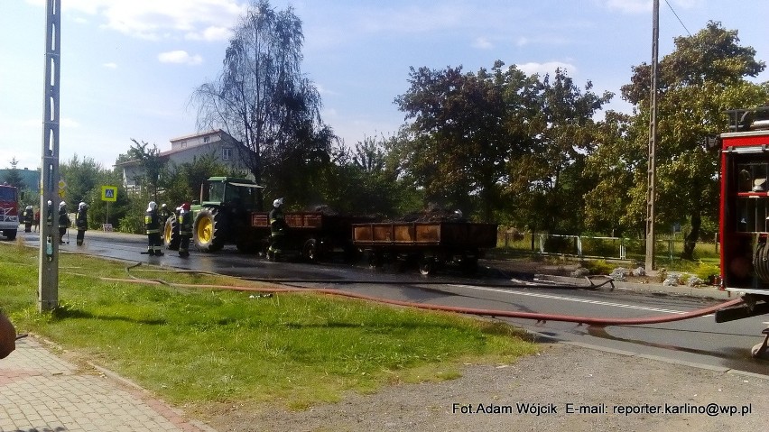 W okolicy miejscowości Żabowo spłonął ciągnik