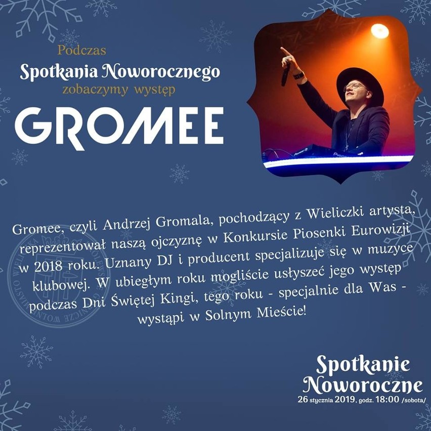 Wieliczka. Spotkanie Noworoczne 2019 - z koncertem Gromee i kwestą dla Róży