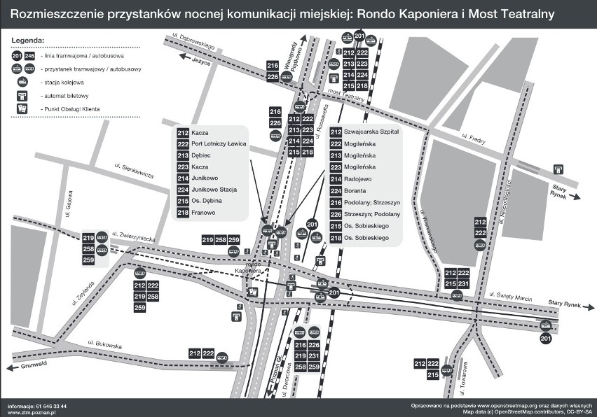 Rozmieszczenie przystanków nocnej komunikacji miejskiej:...