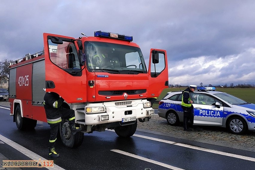 Wypadek na DK 45 w Kuniowie koło Kluczborka.