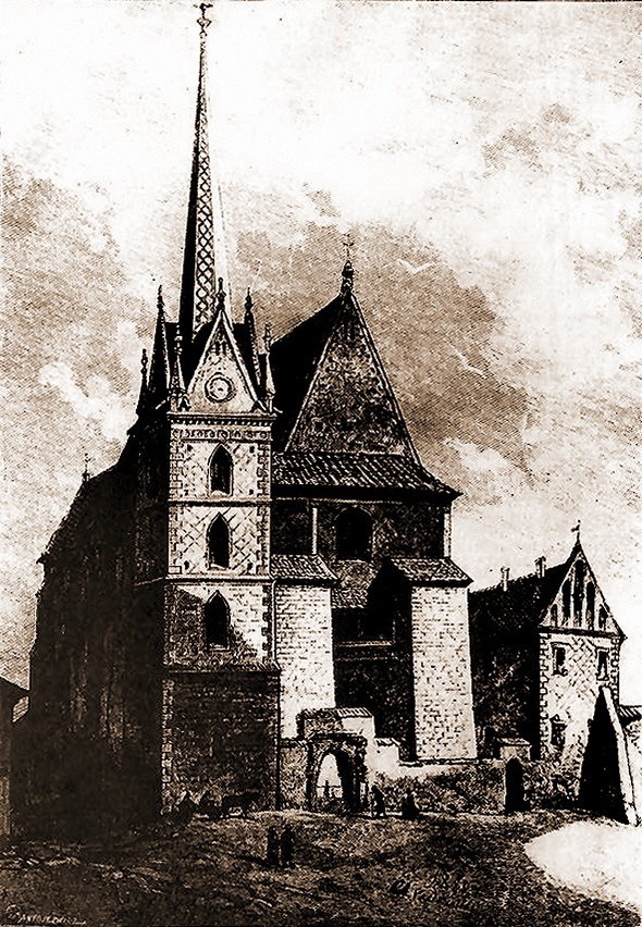 1865-1880, Kolegiata i Dom Długosza w Wiślicy. Grafika...