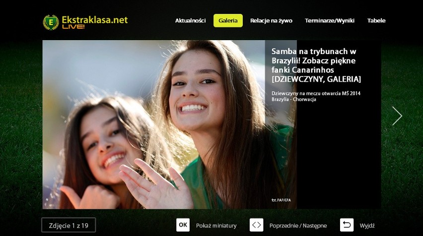 Aplikacja Ekstraklasa.net LIVE! na telewizory Toshiba