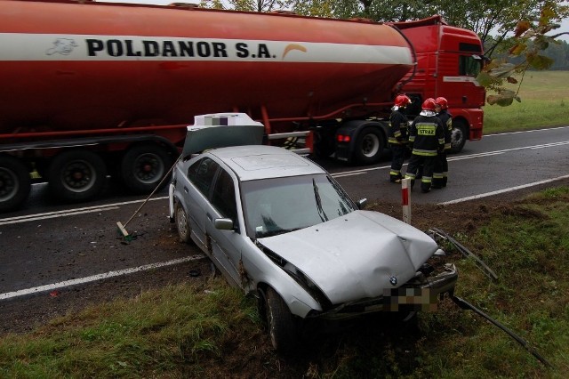 Wypadek BMW koło Szczecinka.
