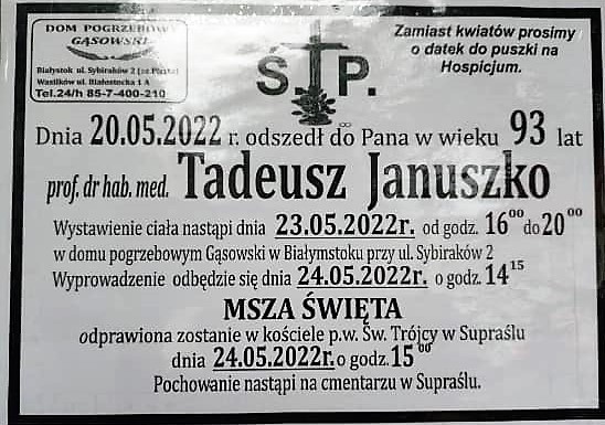 Białystok. Nie żyje były rektor Akademii Medycznej w Białymstoku