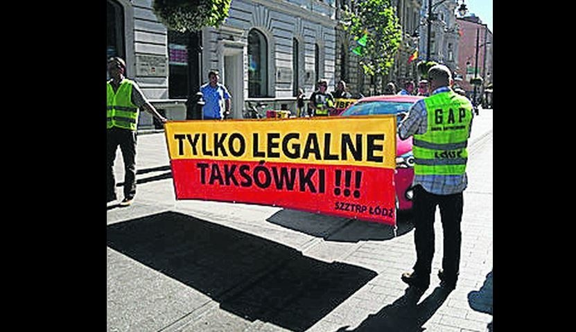 Protest taksówkarzy w Łodzi