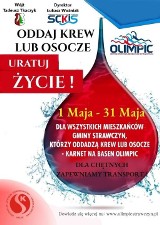 Ważna akcja w Strawczynie - oddaj KREW, uratuj ŻYCIE i odbierz karnet na basen o wartości 100 złotych