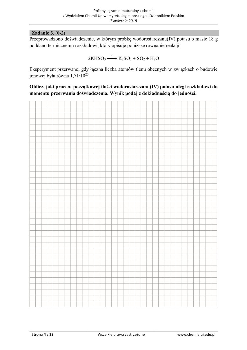 Matura z chemii 2018 r. z Wydziałem Chemii Uniwersytetu Jagiellońskiego [ARKUSZE]