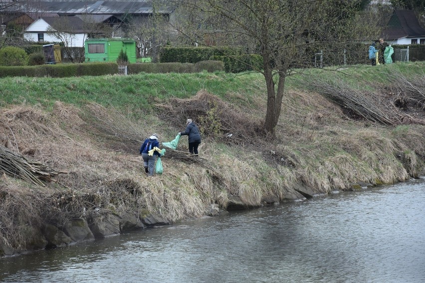 Gorlice. Wielka sterta worków pełnych śmieci to efekt akcji sprzątania brzegów Ropy i skarpy poniżej Dworu Karwacjanów