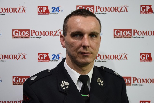 Piotr Basarab, komendnat OSP Potęgowo.