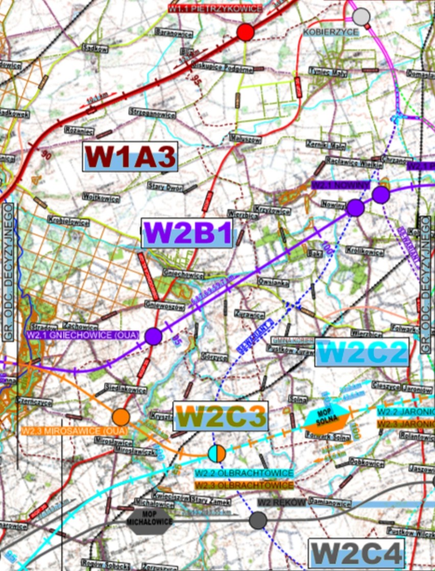 Wariant 1 przewiduje rozbudowę autostrady dokładnie w...