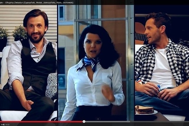 Adam Molak, Joanna Jabłczyńska i Przemysław Cypryański w nowym sitcomie internetowym (fot. screen z youtube.com)