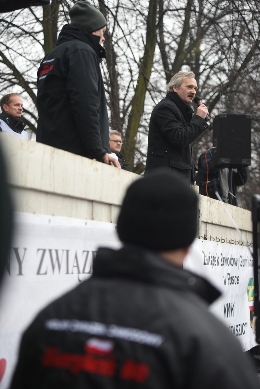 Protest górników kopalni Boże Dary w Katowicach: