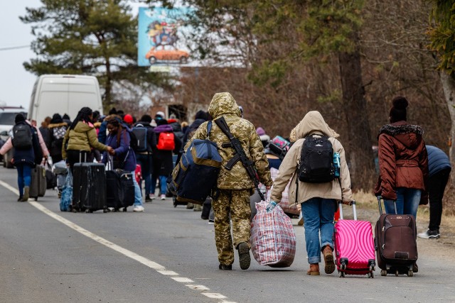 Ukraińscy uchodźcy na granicy ze Słowacją